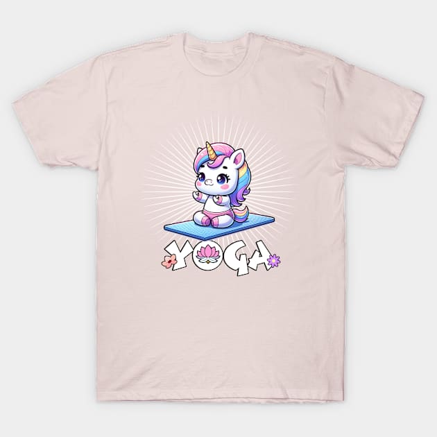 Cute Yoga Unicorn 🦄 🧘🏼‍♀️ T-Shirt by Pink & Pretty